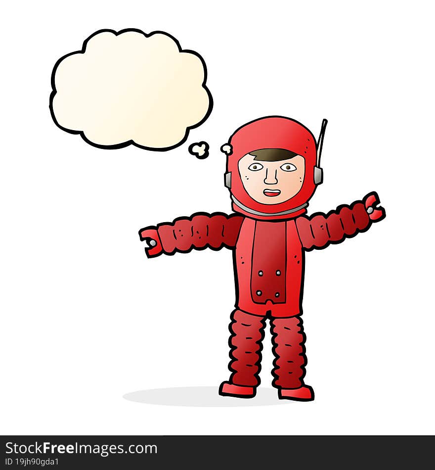 cartoon astronaut with thought bubble