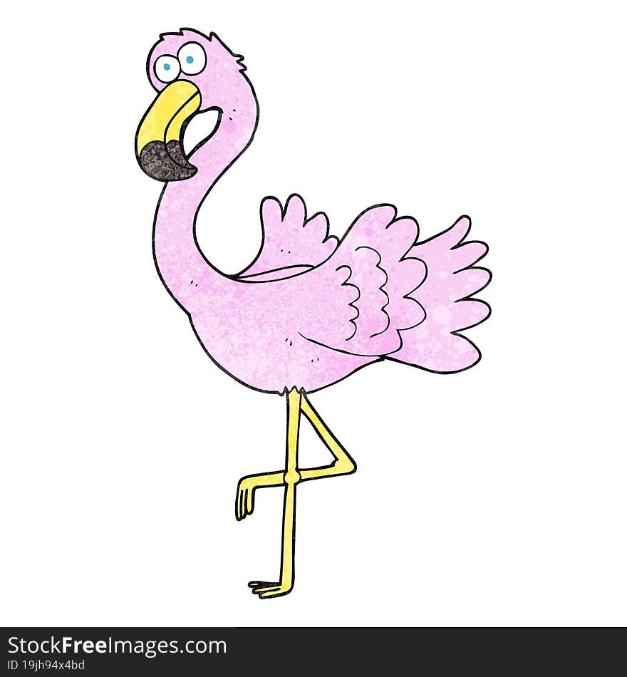 Textured Cartoon Flamingo