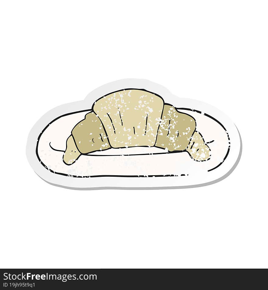 Retro Distressed Sticker Of A Cartoon Croissant