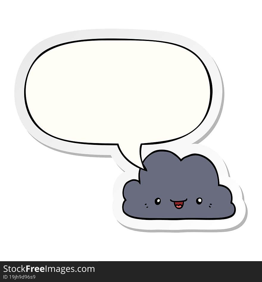 cute cartoon cloud and speech bubble sticker