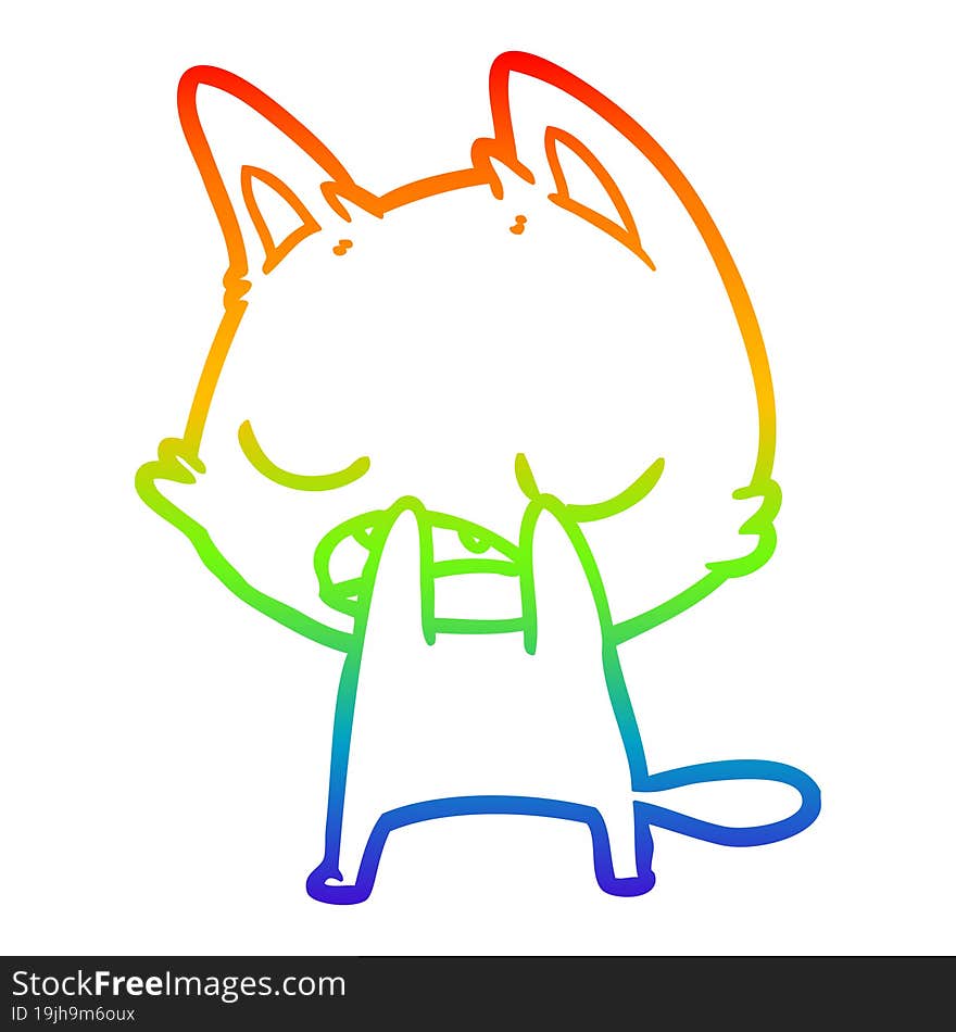 rainbow gradient line drawing talking cat cartoon