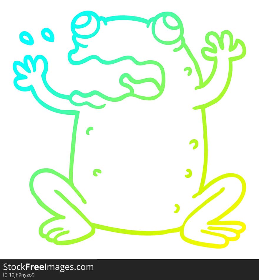 Cold Gradient Line Drawing Cartoon Burping Toad