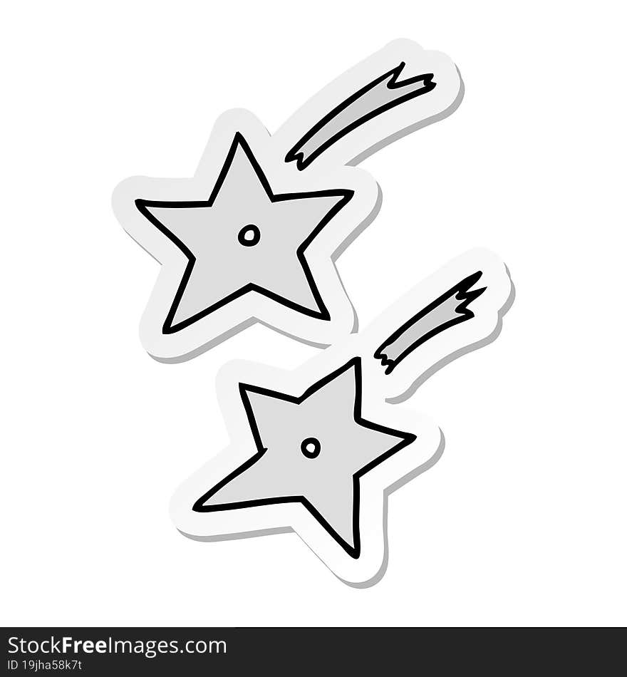 Sticker Cartoon Doodle Of Ninja Throwing Stars