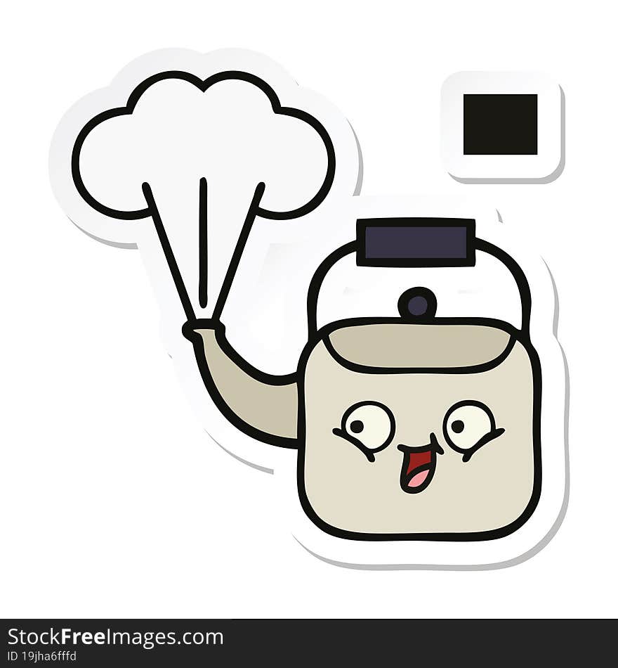 sticker of a cute cartoon steaming kettle