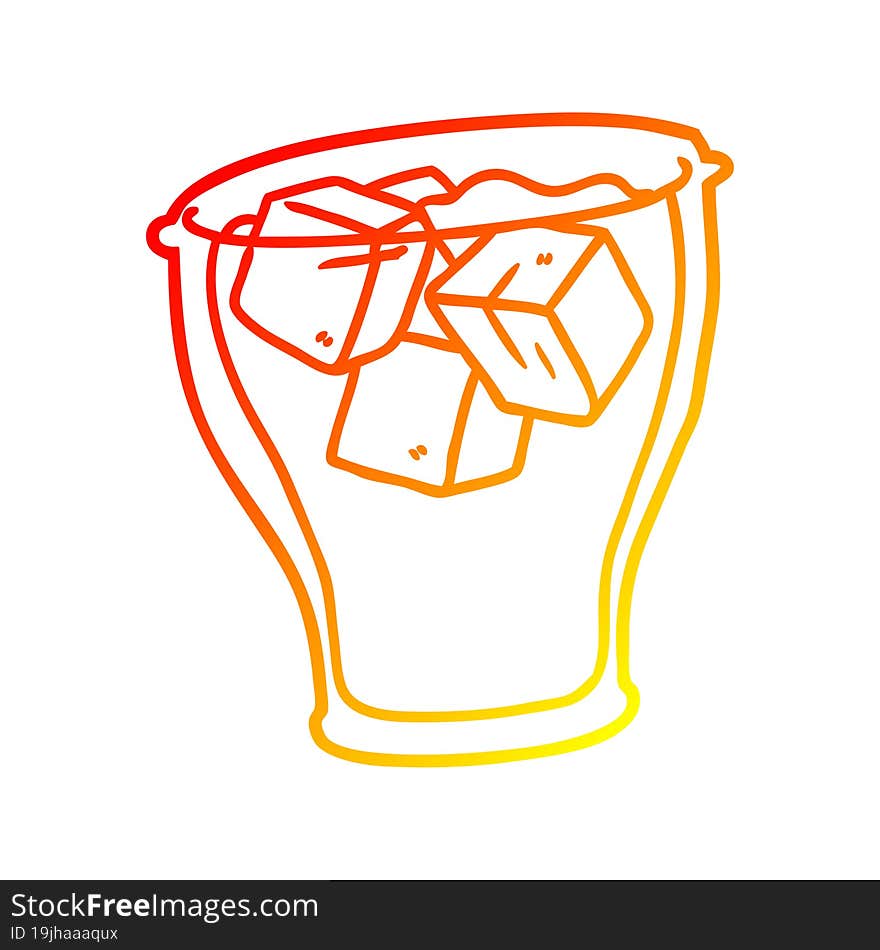 Warm Gradient Line Drawing Glass Of Cola With Ice