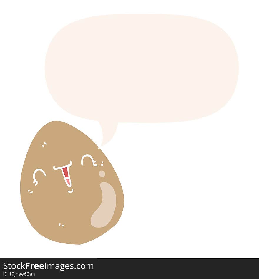 Cartoon Egg And Speech Bubble In Retro Style