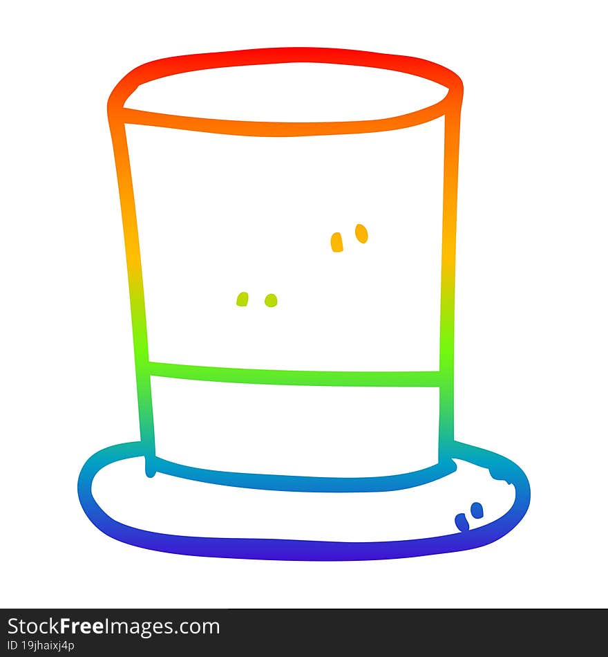 Rainbow Gradient Line Drawing Cartoon Top Hat