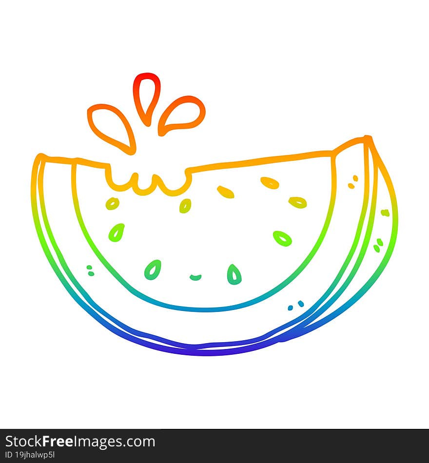 Rainbow Gradient Line Drawing Cartoon Watermelon