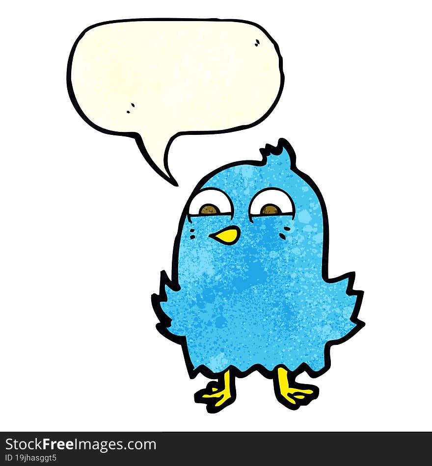 funny cartoon bird with thought bubble