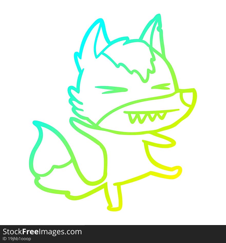 Cold Gradient Line Drawing Angry Wolf Cartoon