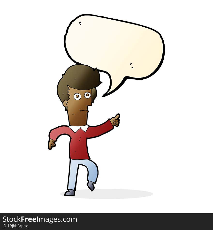 cartoon man pointing with speech bubble