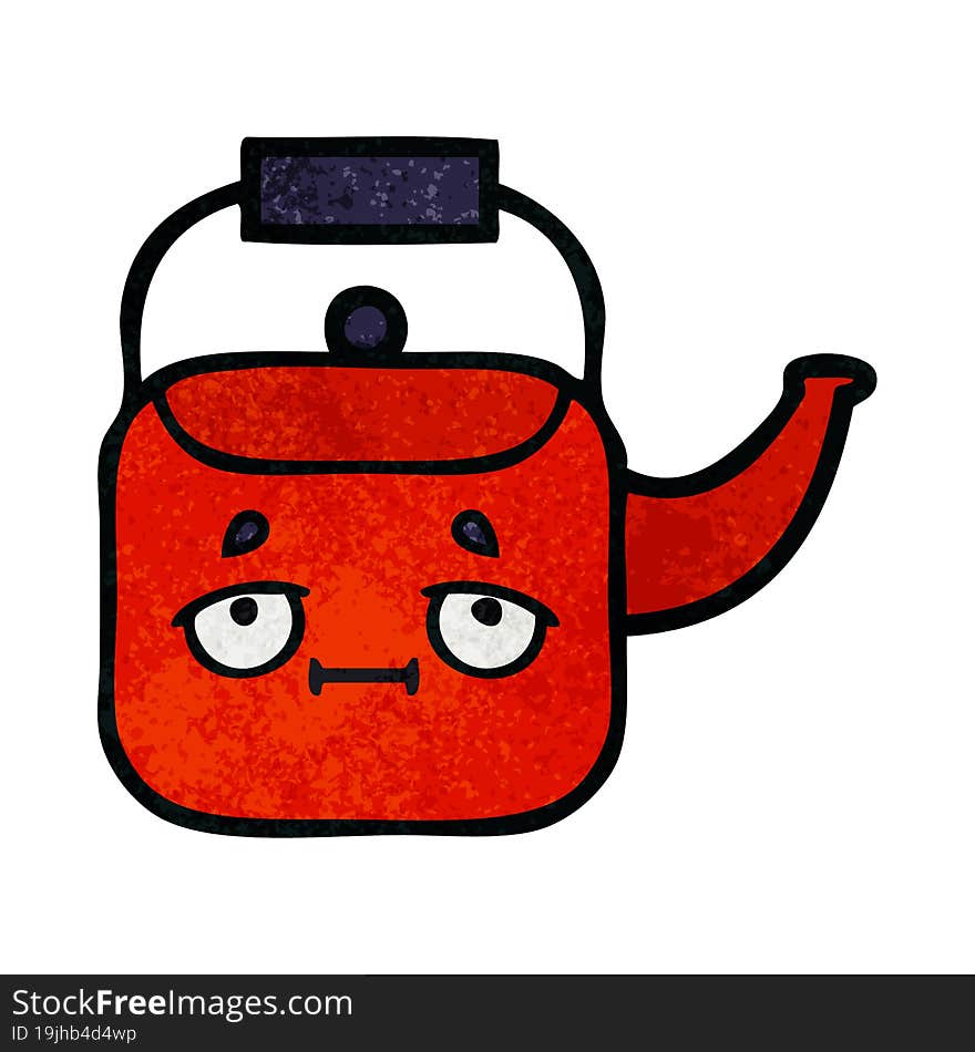 retro grunge texture cartoon of a kettle