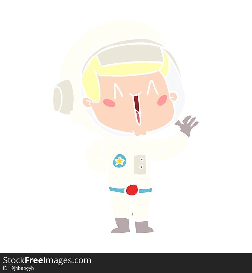 singing flat color style cartoon astronaut