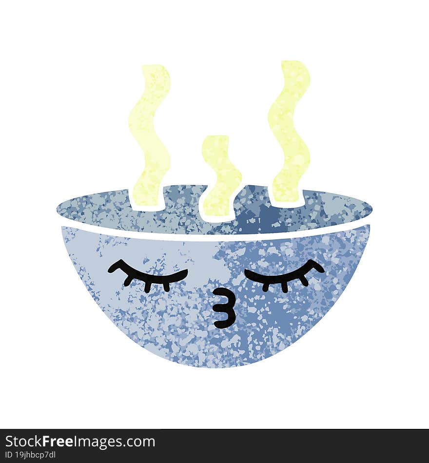 Retro Illustration Style Cartoon Bowl Of Hot Soup