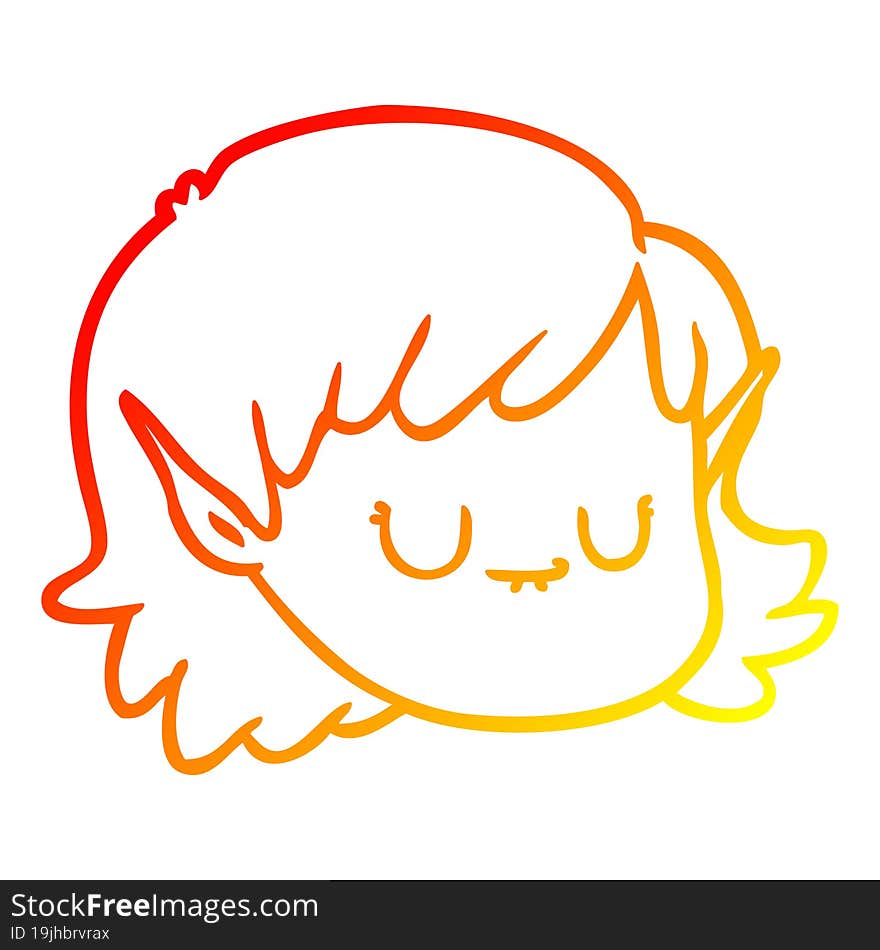 Warm Gradient Line Drawing Cartoon Elf Girl