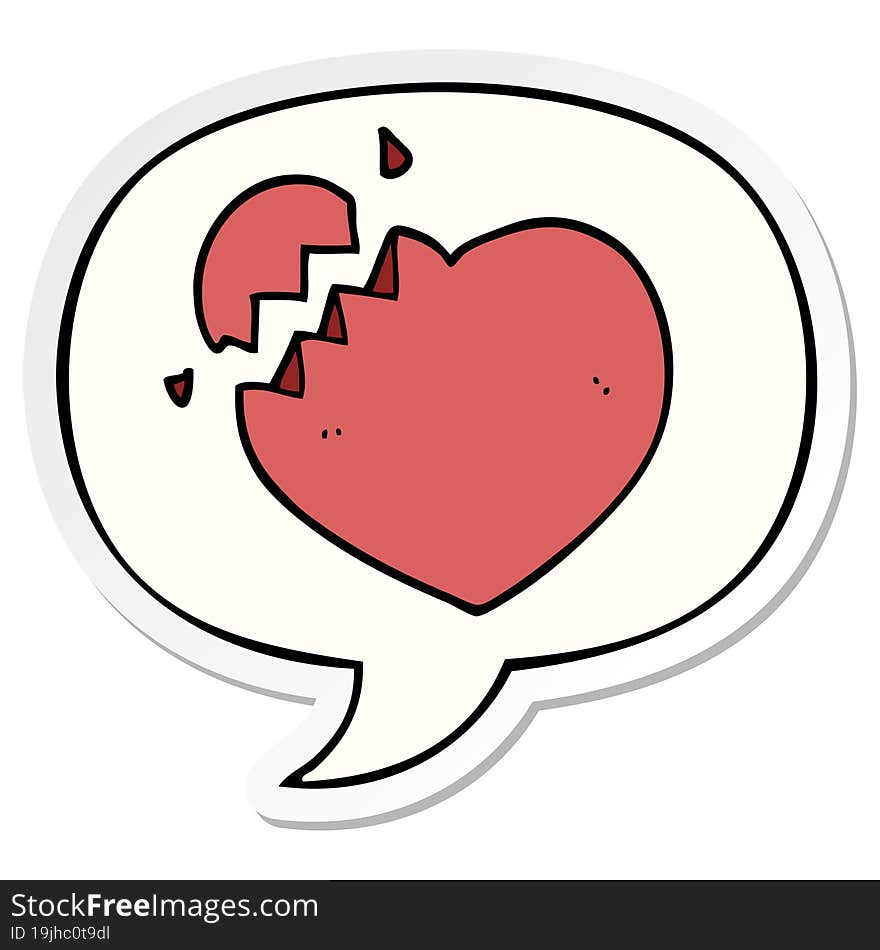 Cartoon Broken Heart And Speech Bubble Sticker