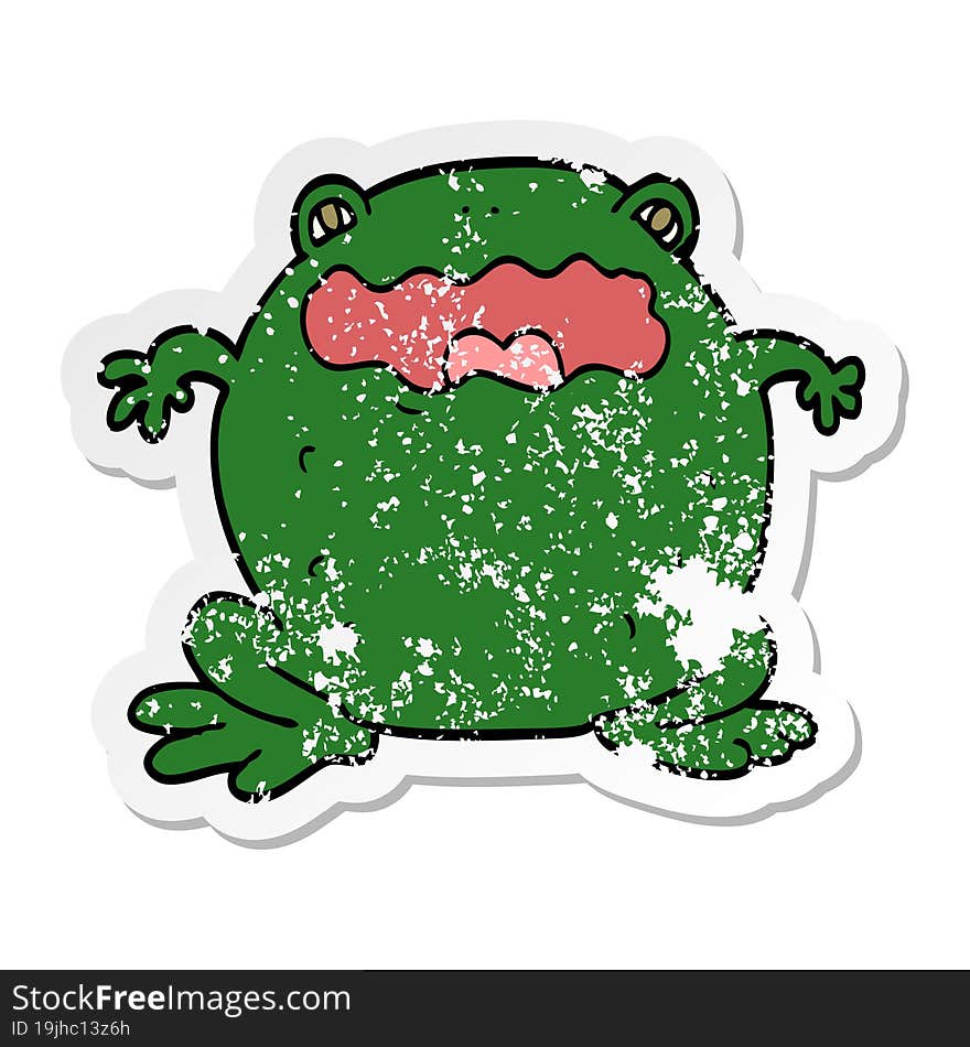 distressed sticker of a cartoon toad