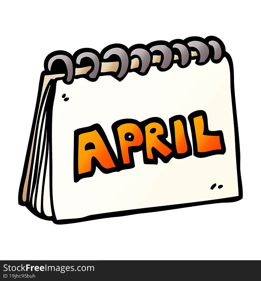 cartoon doodle calendar showing month of april