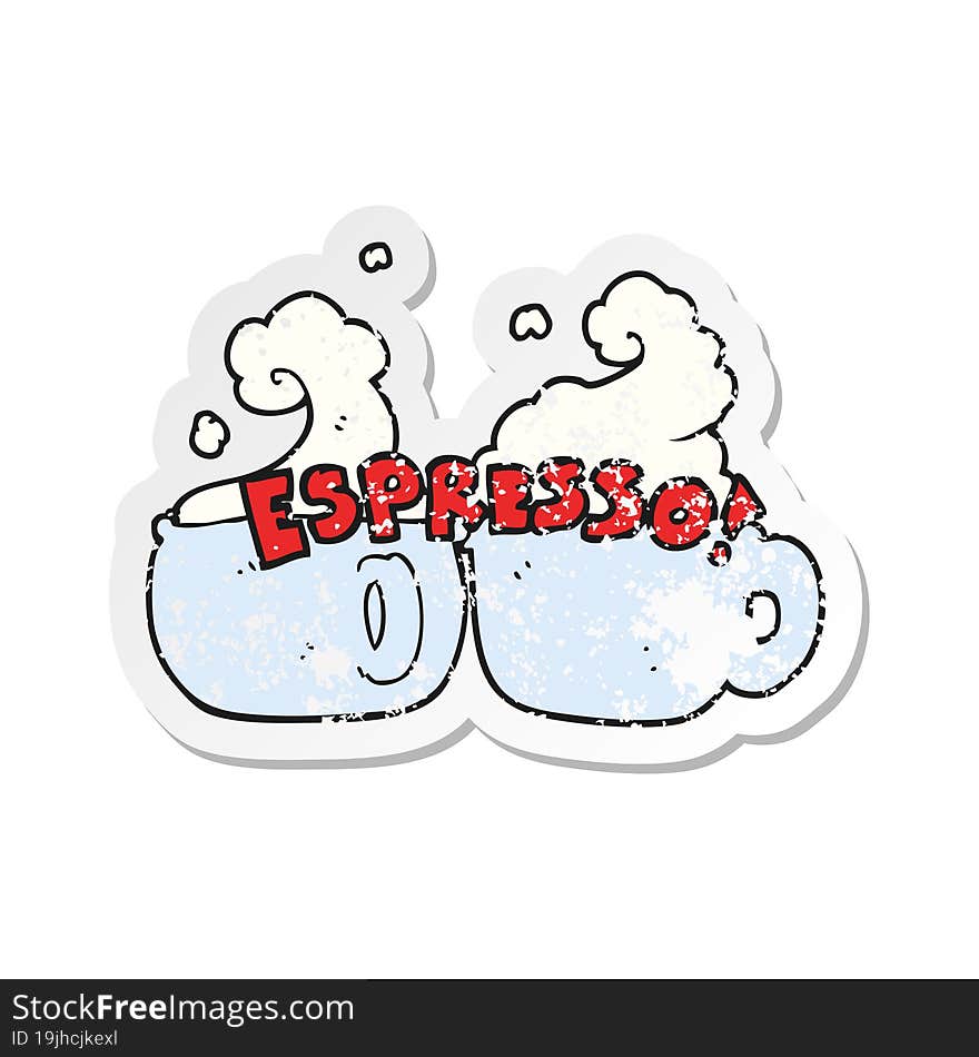 retro distressed sticker of a cartoon espresso