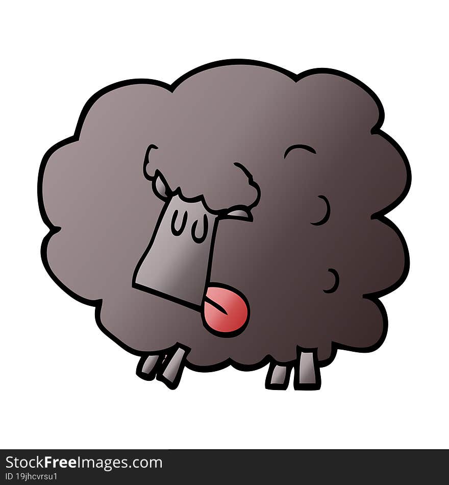 Cartoon Doodle Black Sheep