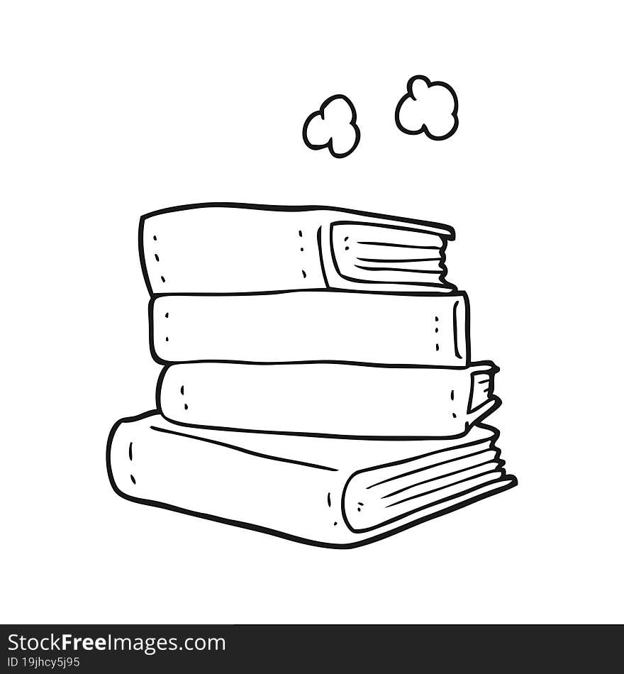 Black And White Cartoon Stack Of Books