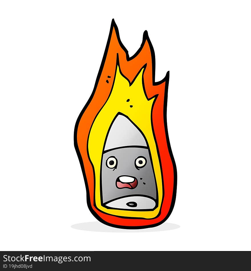 cartoon flaming bullet