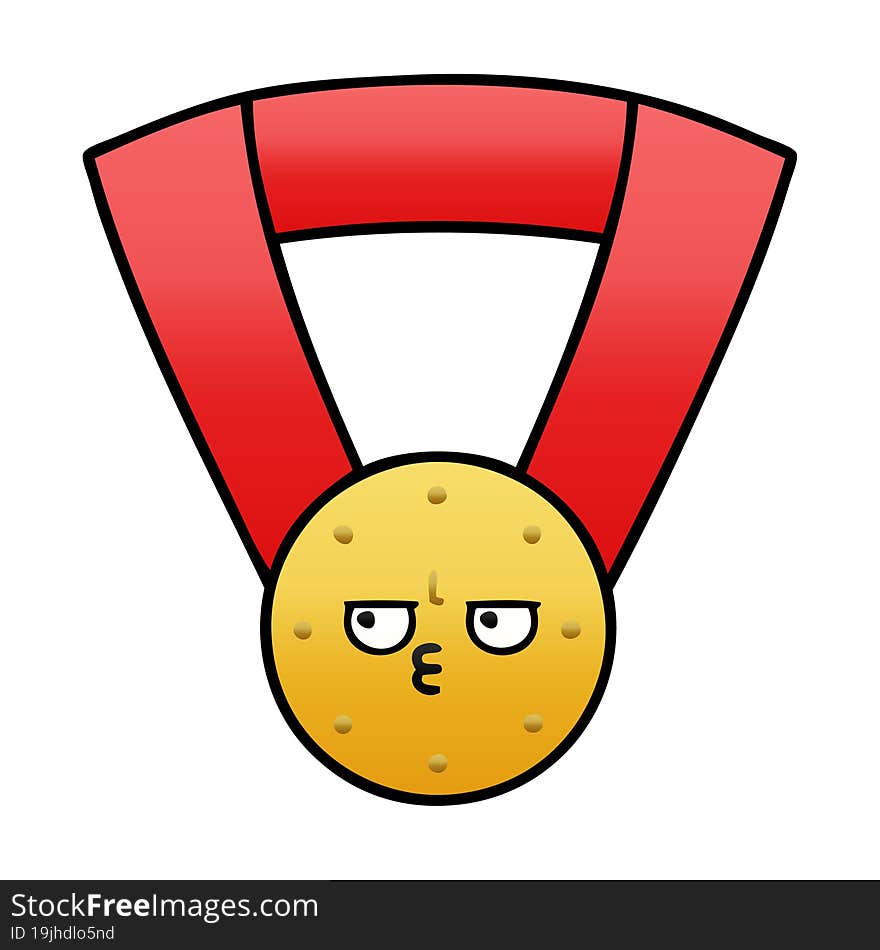 gradient shaded cartoon gold medal