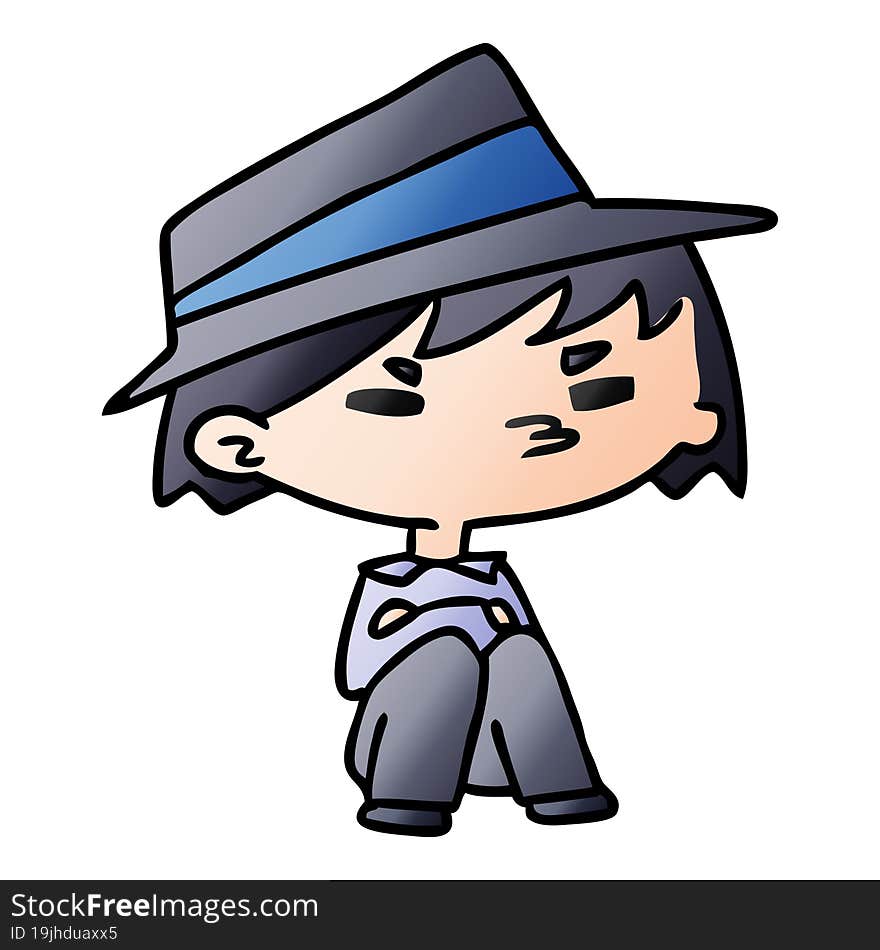 gradient cartoon illustration of a kawaii cute boy. gradient cartoon illustration of a kawaii cute boy