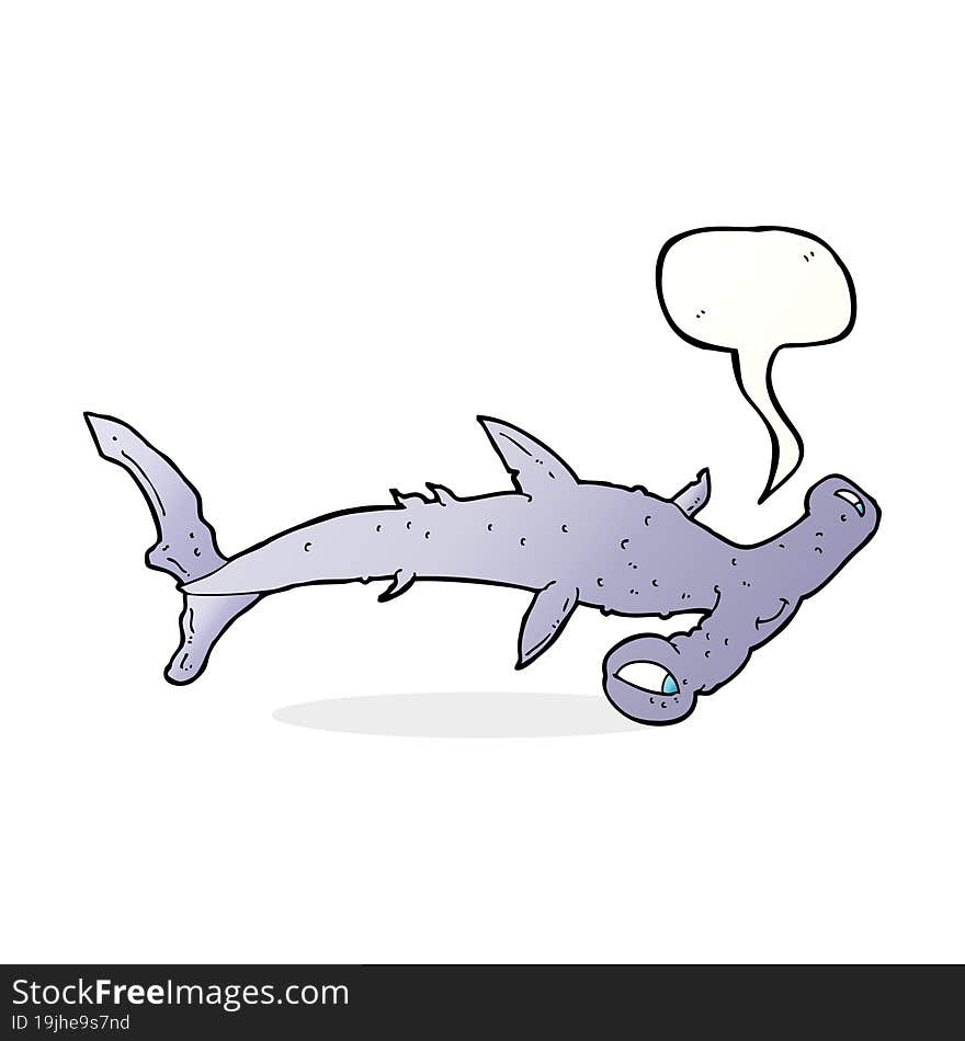 cartoon hammerhead shark with speech bubble