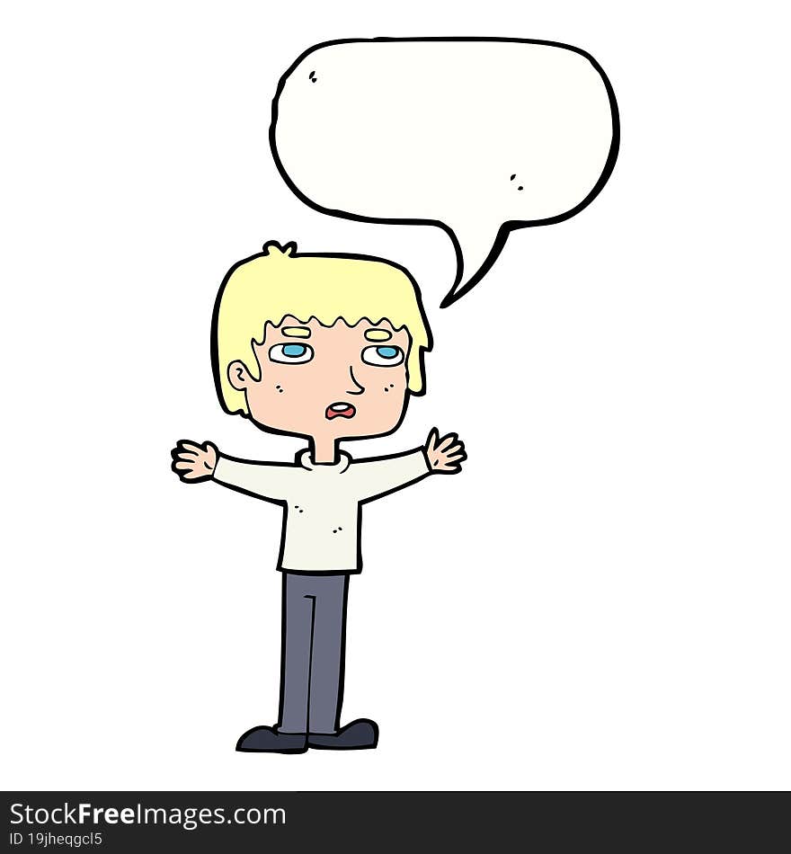 Cartoon Nervous Man With Speech Bubble