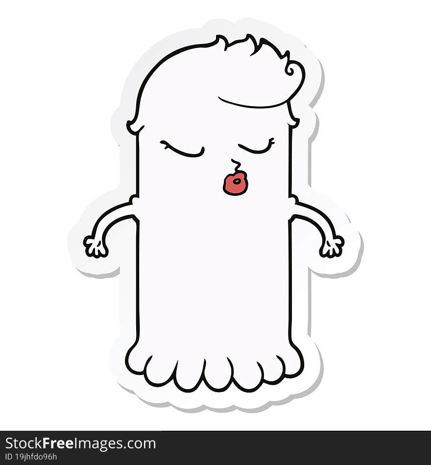 sticker of a cartoon cute ghost