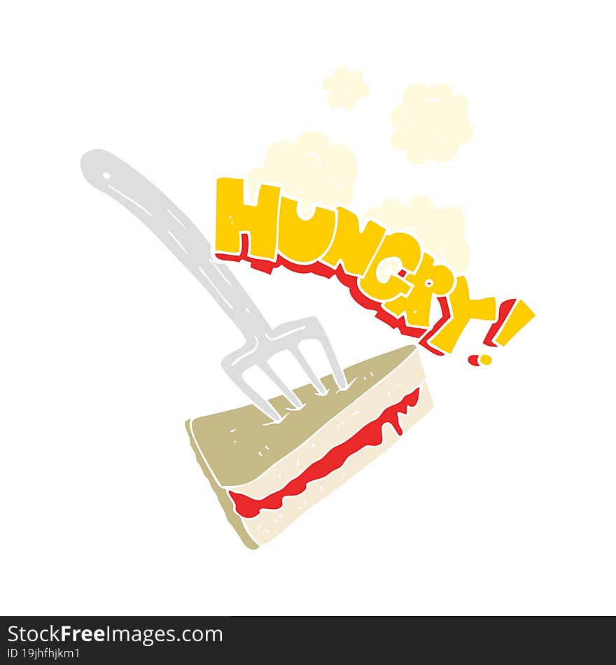 flat color illustration of a cartoon cake with fork