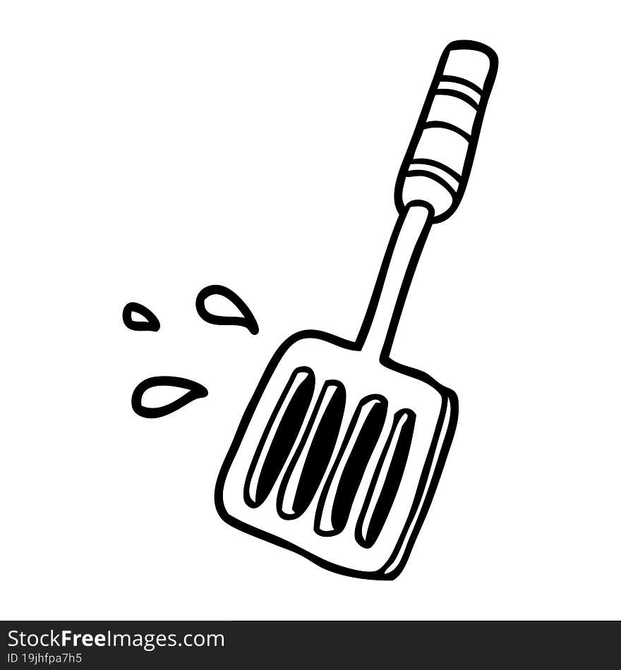 line drawing of a kitchen spatula tool. line drawing of a kitchen spatula tool