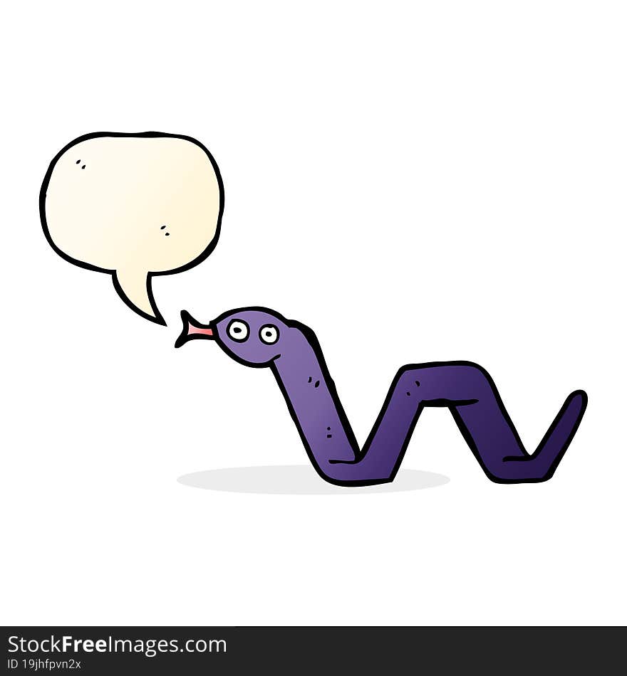 Funny Cartoon Snake With Speech Bubble