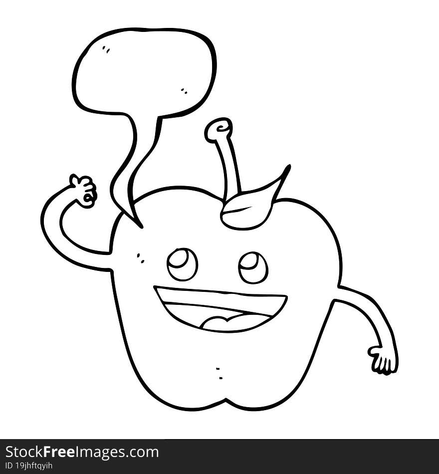 freehand drawn speech bubble cartoon apple