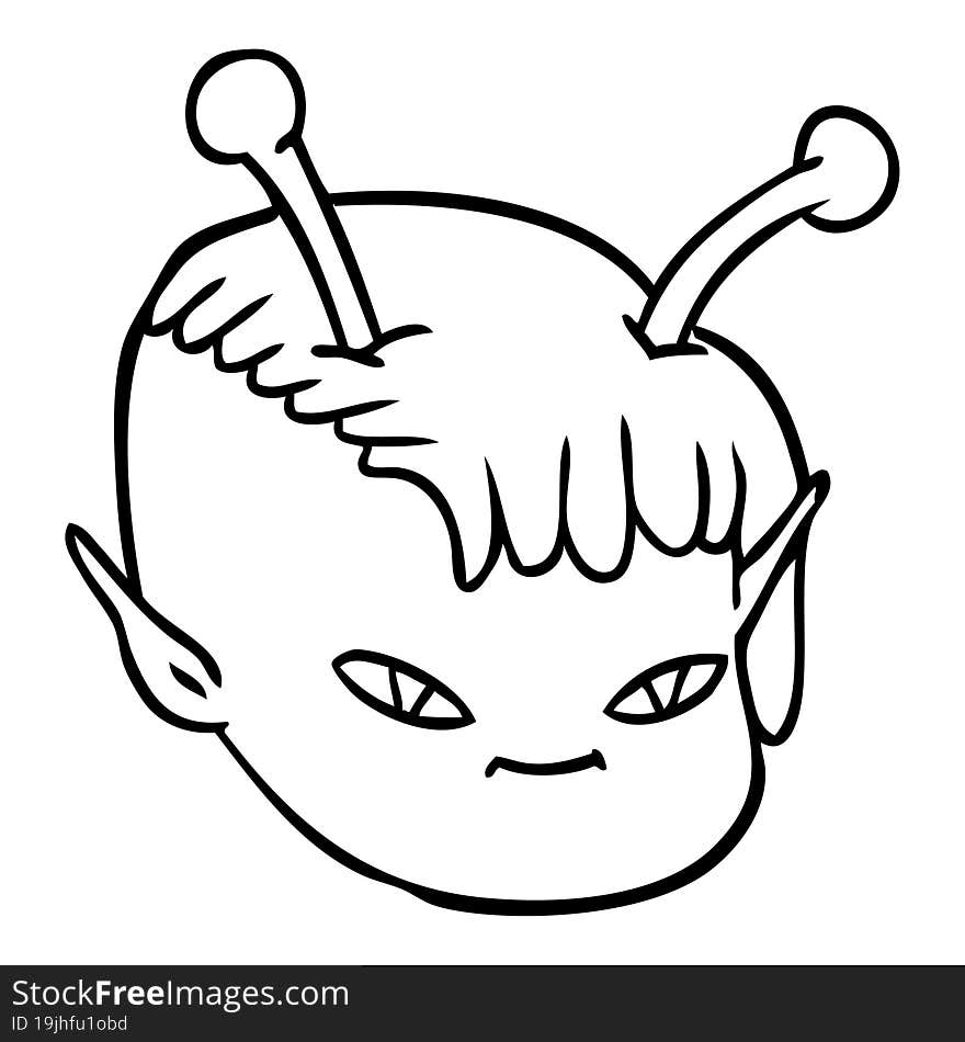 cartoon alien space girl face. cartoon alien space girl face