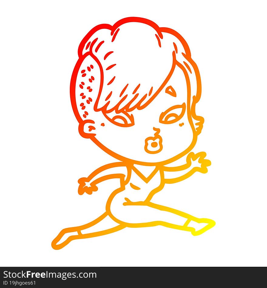 warm gradient line drawing cartoon surprised girl