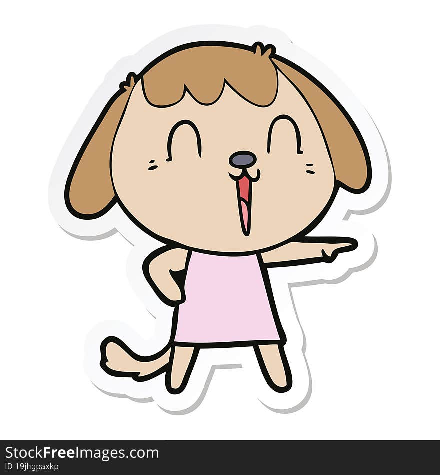 Sticker Of A Cute Cartoon Dog