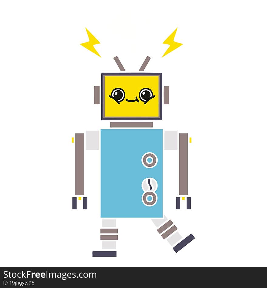 flat color retro cartoon of a robot