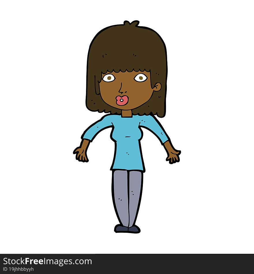 cartoon woman shrugging