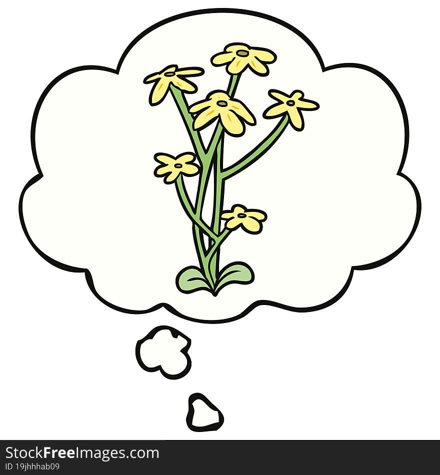 cartoon flower and thought bubble