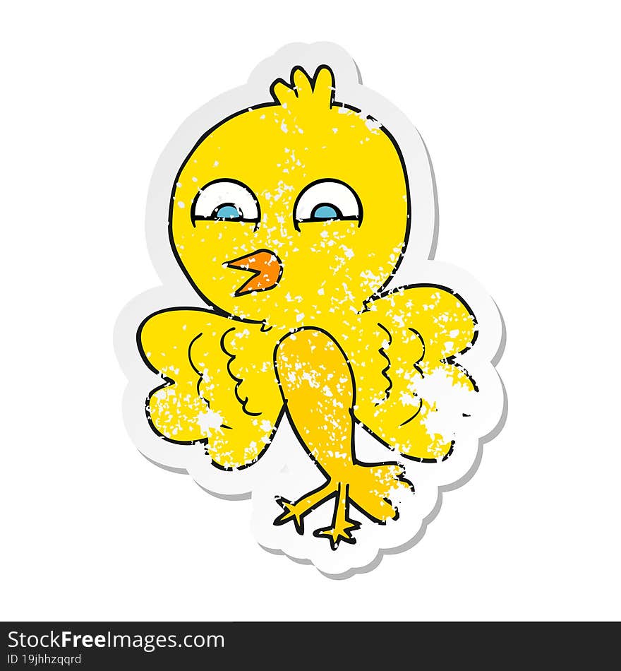 retro distressed sticker of a cartoon bird