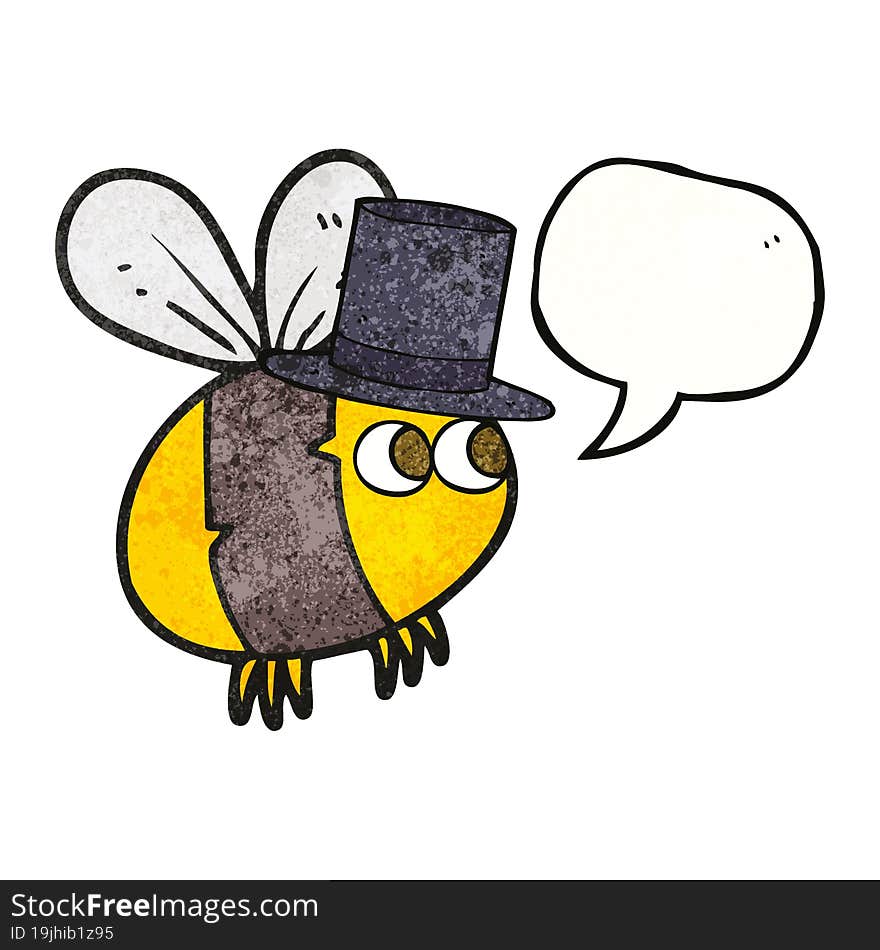 freehand speech bubble textured cartoon bee top hat. freehand speech bubble textured cartoon bee top hat