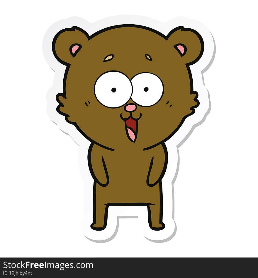 Sticker Of A Laughing Teddy  Bear Cartoon