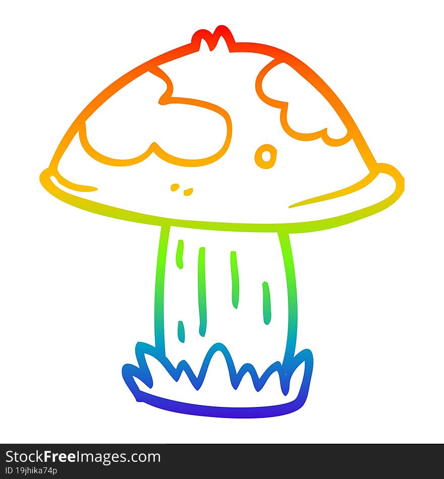 rainbow gradient line drawing of a cartoon poisonous toadstool