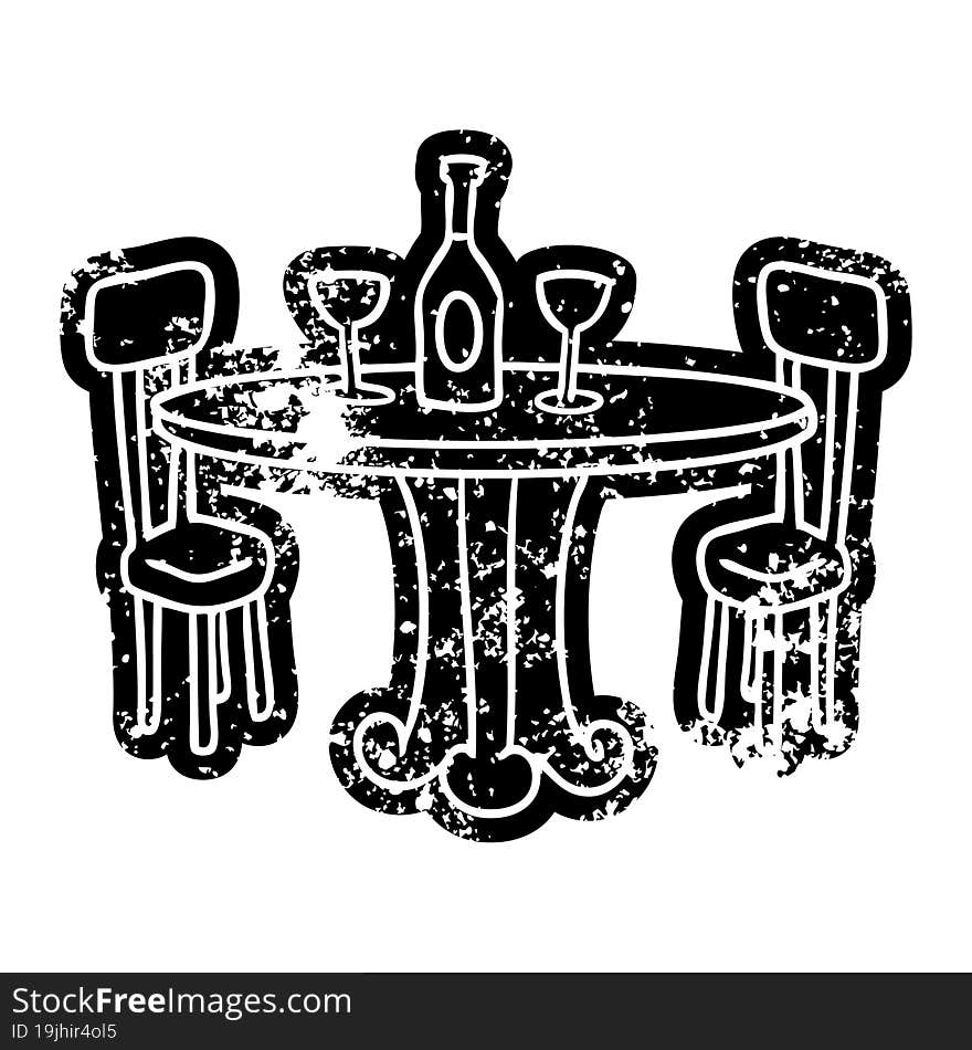 Grunge Icon Drawing Dinner Table And Drinks