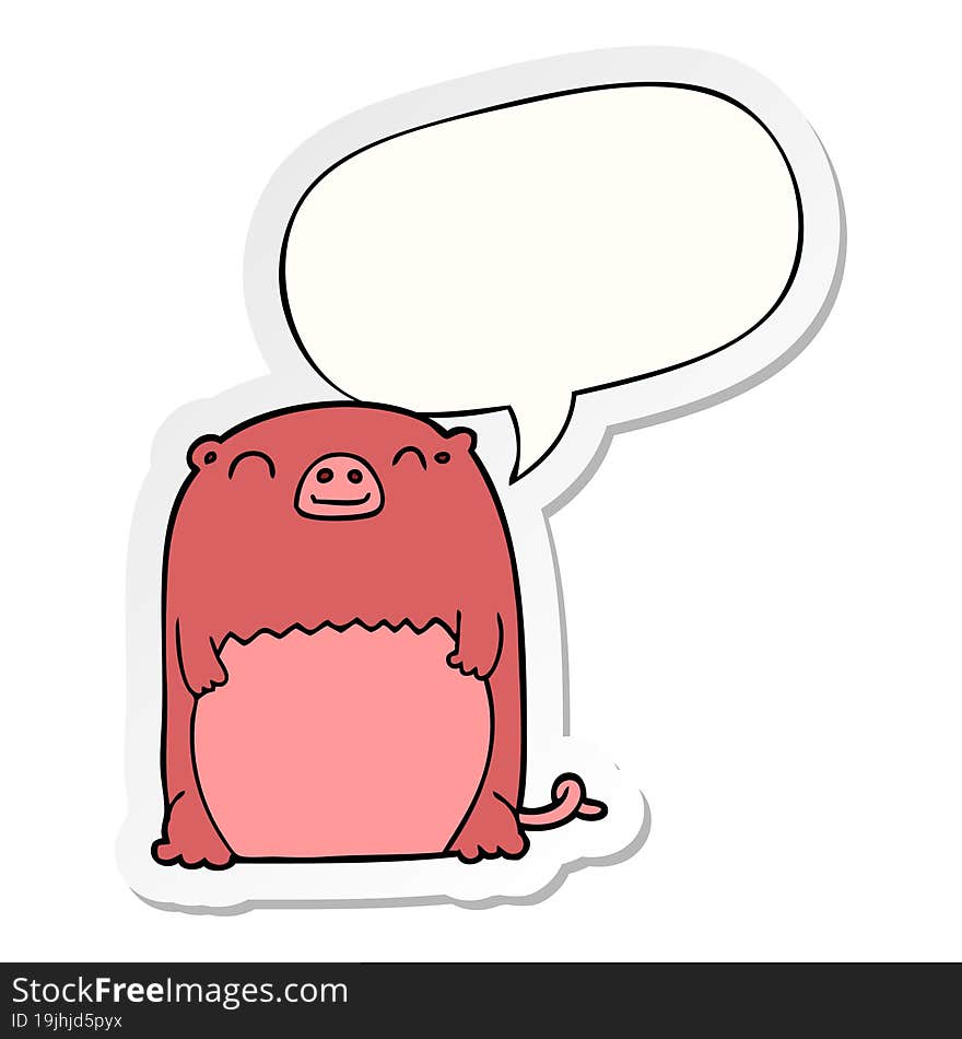 cartoon creature with speech bubble sticker. cartoon creature with speech bubble sticker