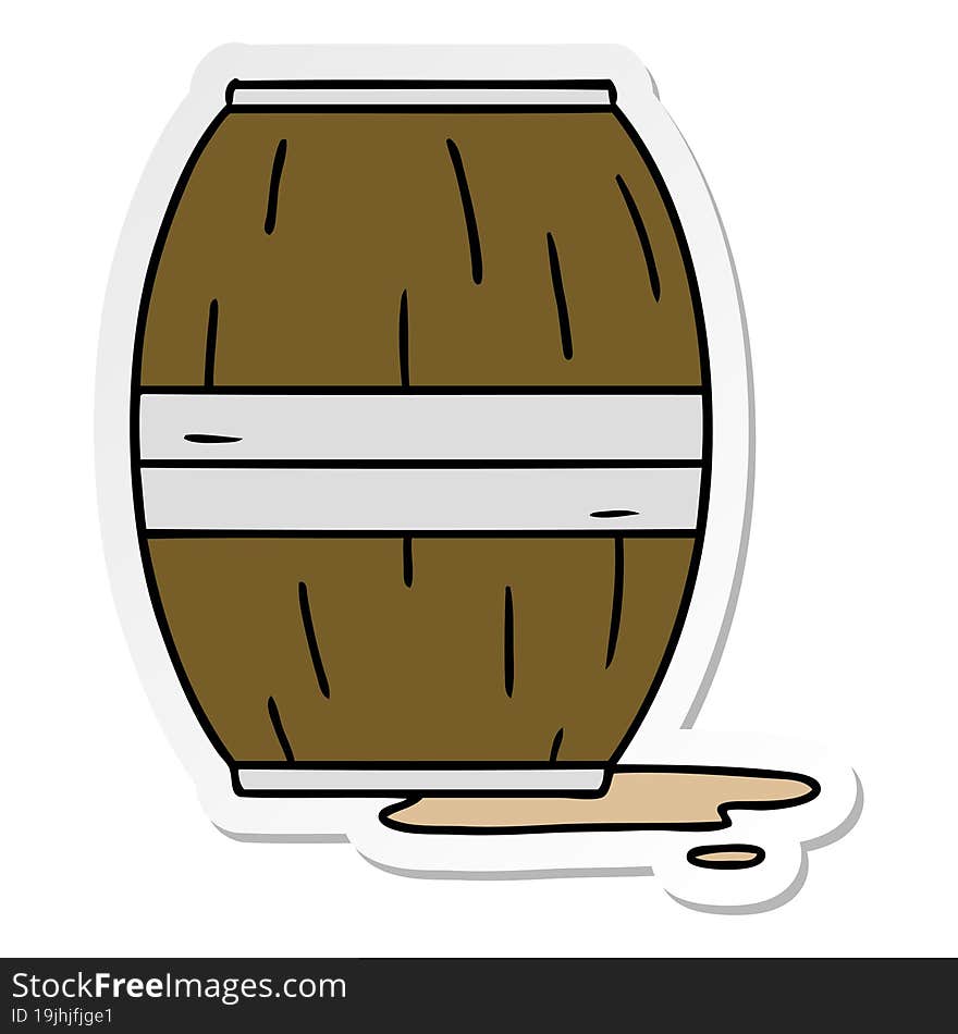 sticker cartoon doodle of a wine barrel