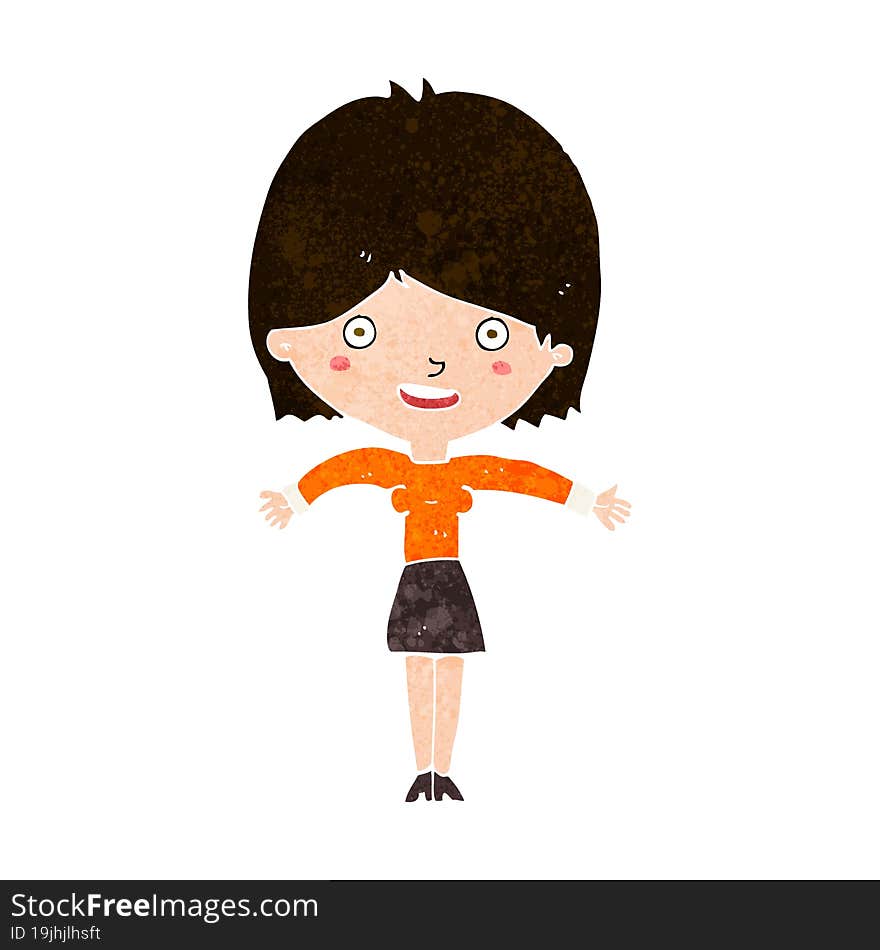 cartoon excited woman