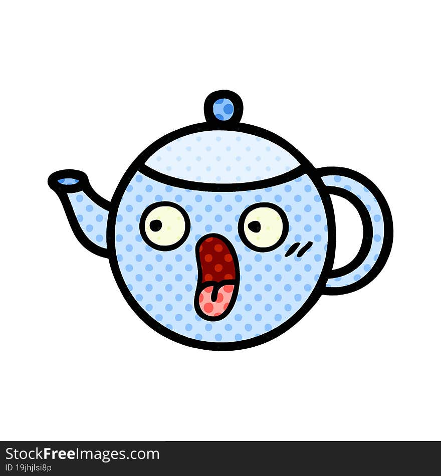 comic book style cartoon teapot